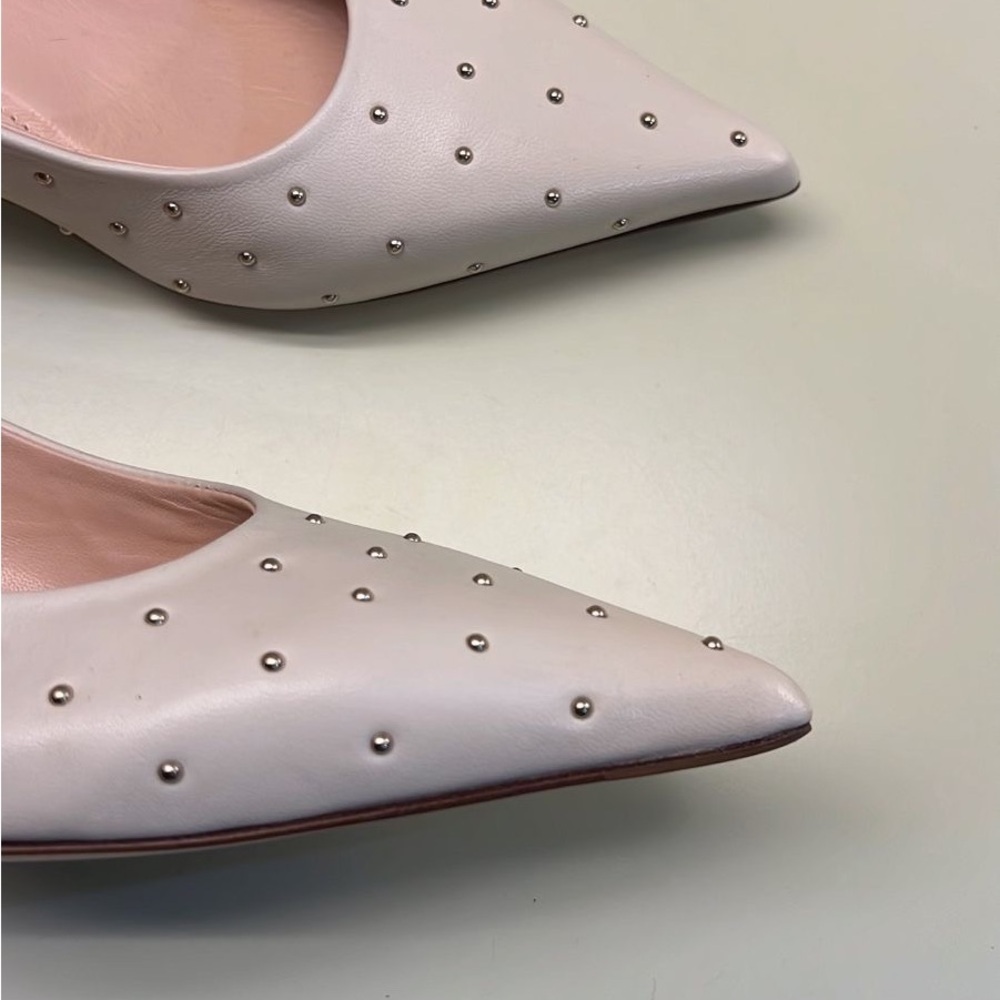 AGL Made in Italy White Studded Kitten Heel Slingback Pumps New With Tags - Picture 5 of 9